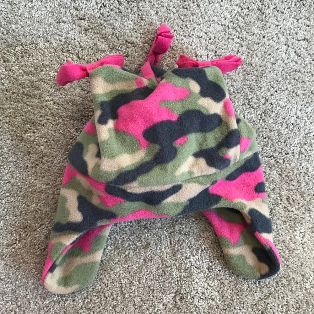 🍒5/$5!! Pink Camo Bow Top Winter Fleece Hat